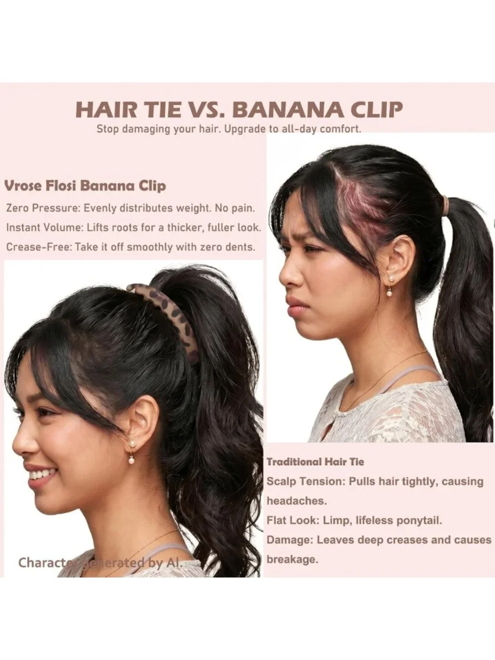 Retro Banana Clip for Effortless French Styling - Perfect for 3-4.5